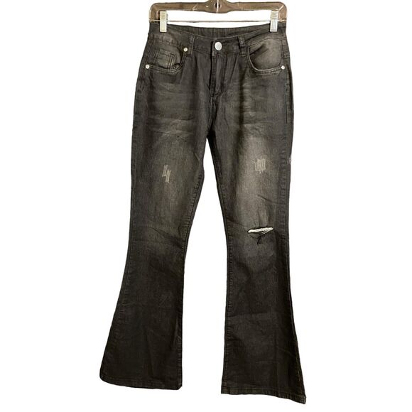 Unbranded Jeans Women's Size Small Black Flare High Rise Stretch Frayed Bootcut. - Picture 1 of 10